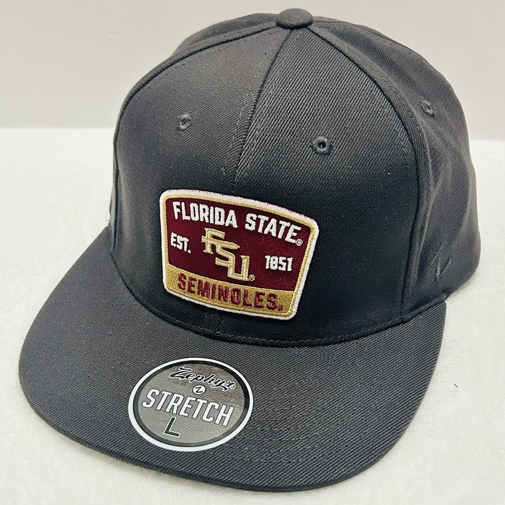 Zephyr Florida State Seminoles‎ Switchback Stretch Flex Hat Cap Large Gray NCAA
